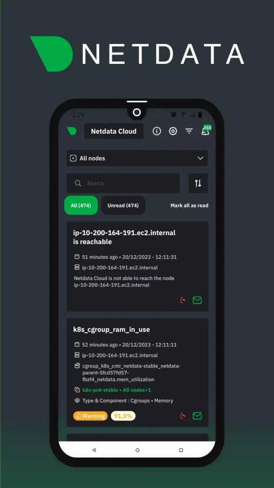 Netdata Mobile應用截圖