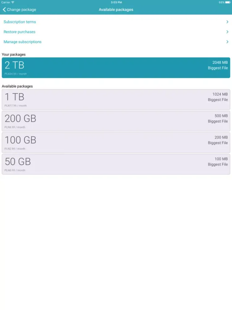 Ảnh chụp màn hình của Future Cloud iPad
