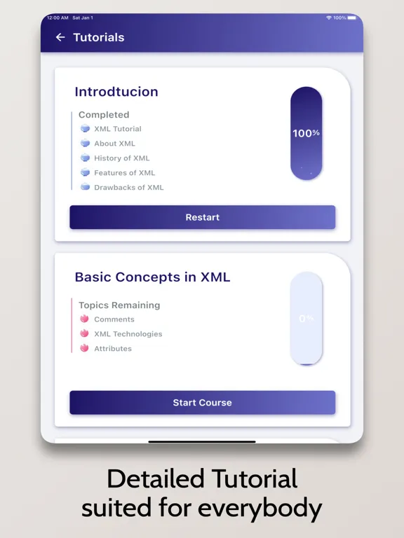 XML Tutorial - Simplified iPad  Screenshots