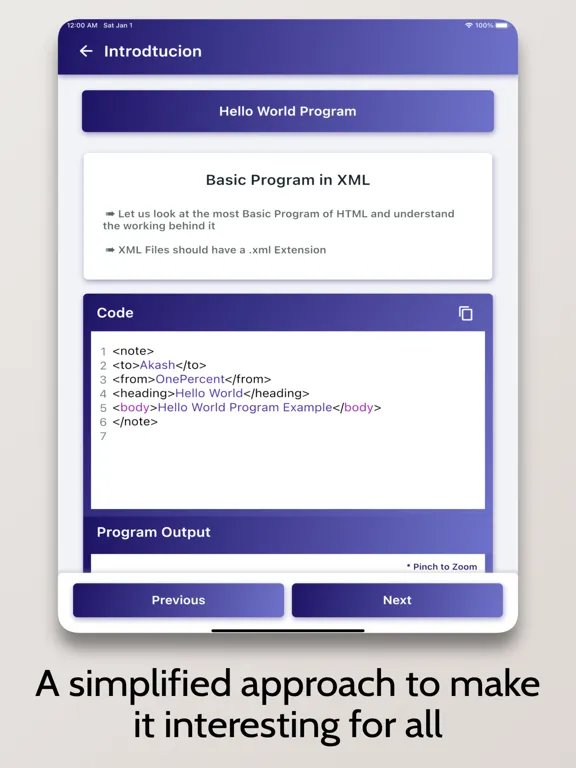 XML Tutorial - Simplified iPad  Screenshots