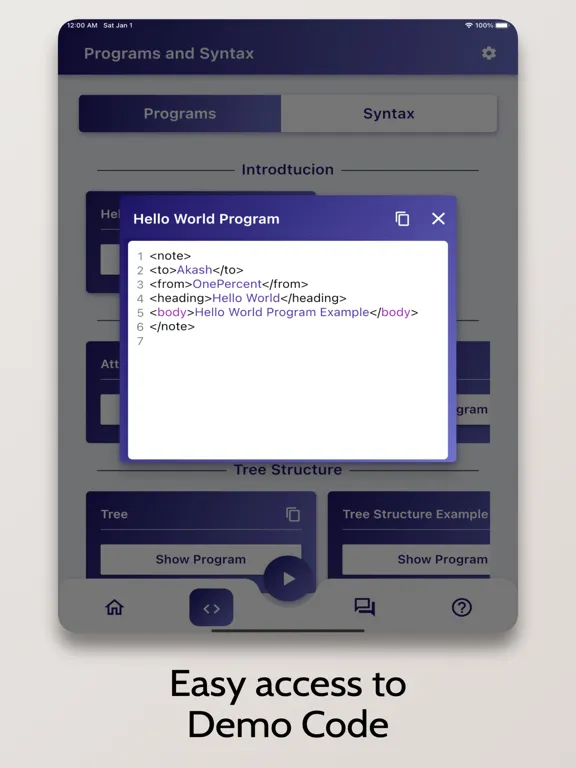XML Tutorial - Simplified iPad  Screenshots