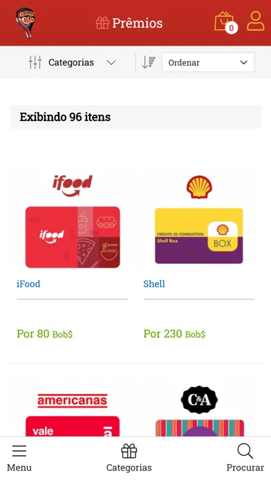 Capturas de tela do Clube Bobs