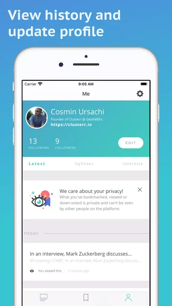ภาพหน้าจอของ Clusterr - Personalized News