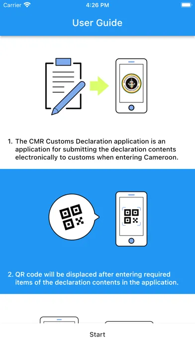 Ảnh chụp màn hình của CMR Customs Declaration App.