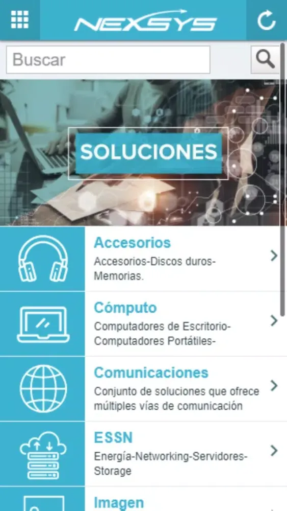 Tangkapan skrin Nexsys de Colombia