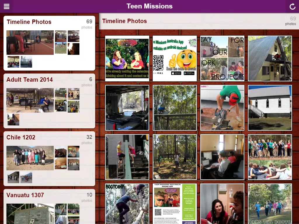 Tangkapan skrin Teen Missions Australia iPad 