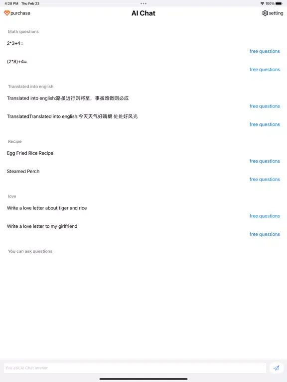Capturas de pantalla de AI Chat: Writing, Chat iPad 