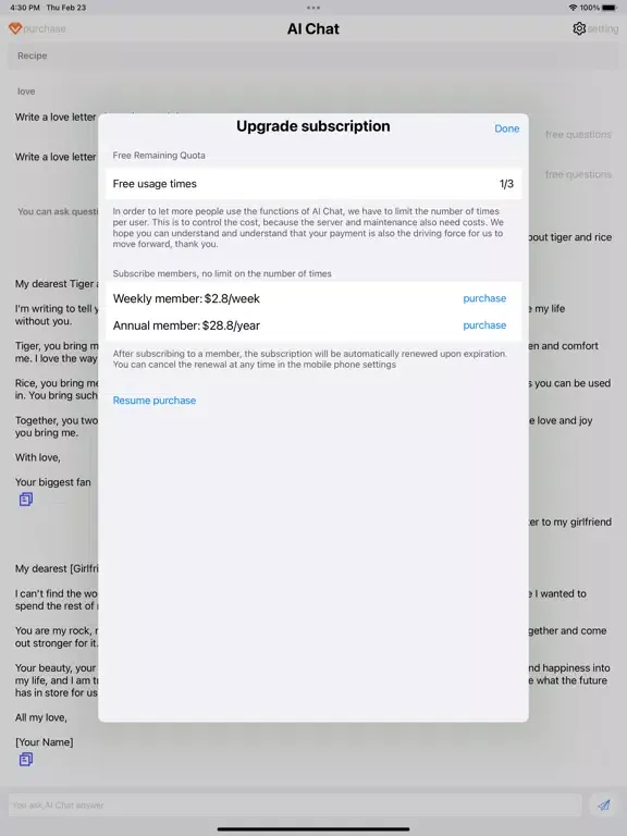 Capturas de pantalla de AI Chat: Writing, Chat iPad 