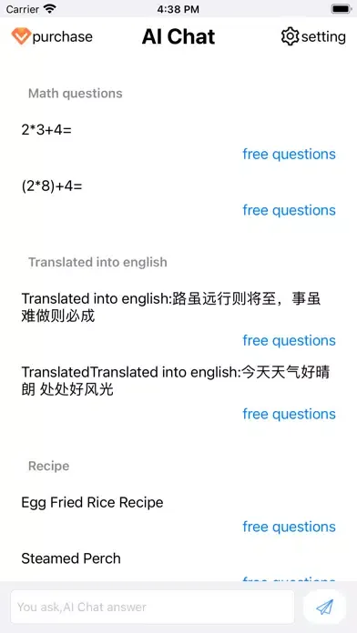 Capturas de pantalla de AI Chat: Writing, Chat