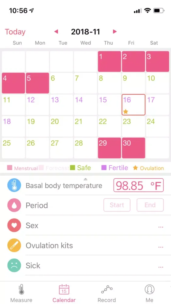 Capturas de tela do Emay Smart Fertility Monitor