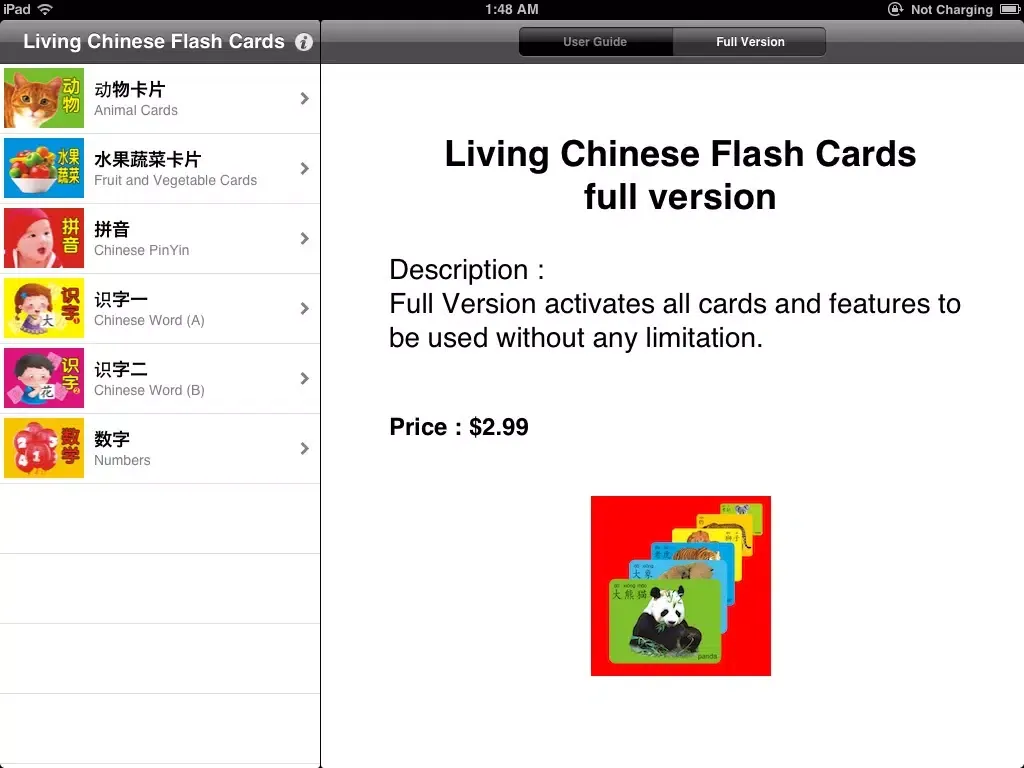 Capturas de tela do Living Chinese Flash Cards iPad 