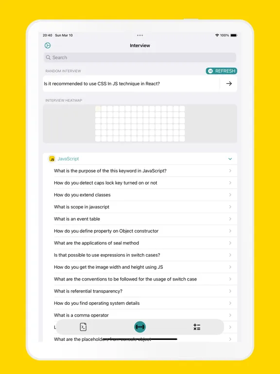 Capturas de tela do JSea for JavaScript iPad 
