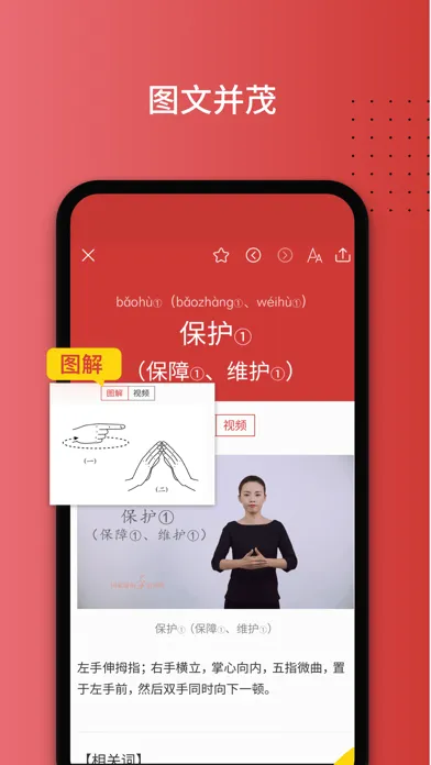 Zrzuty ekranu 国家通用手语词典-手语中的“普通话”
