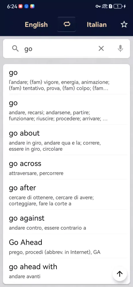 Ảnh chụp màn hình của Italian English Dictionary
