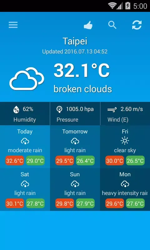 Ảnh chụp màn hình của Weather Taiwan