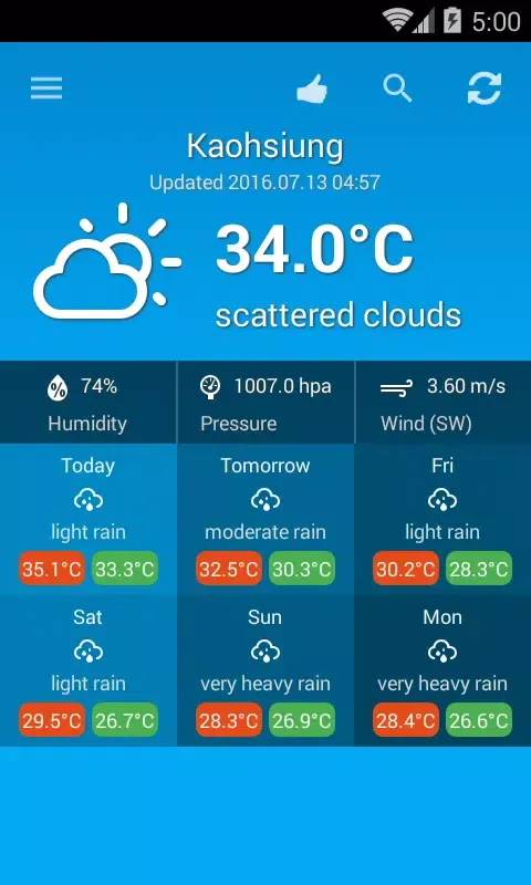 Ảnh chụp màn hình của Weather Taiwan