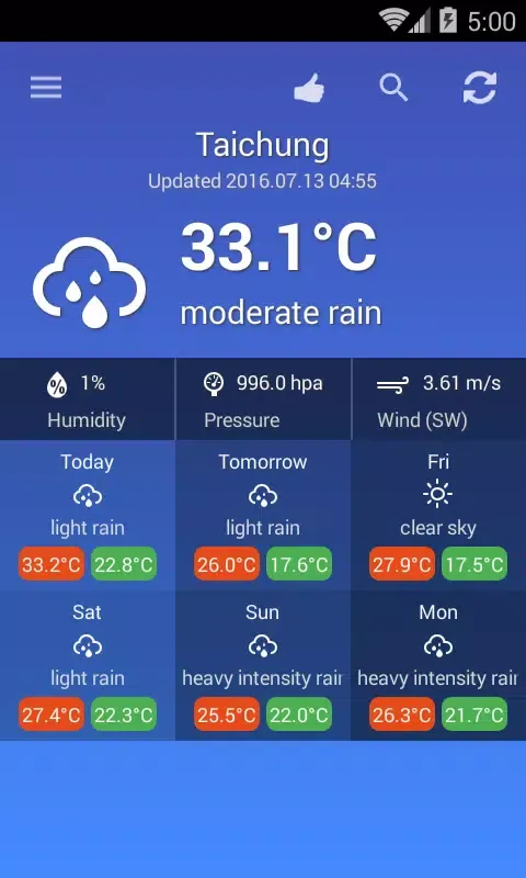 Ảnh chụp màn hình của Weather Taiwan