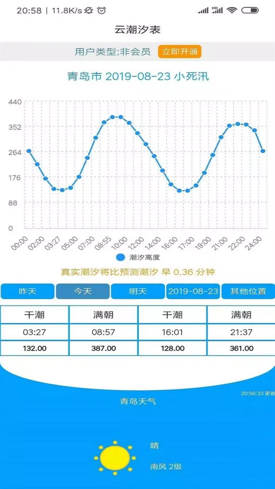 Tangkapan layar 云潮汐表