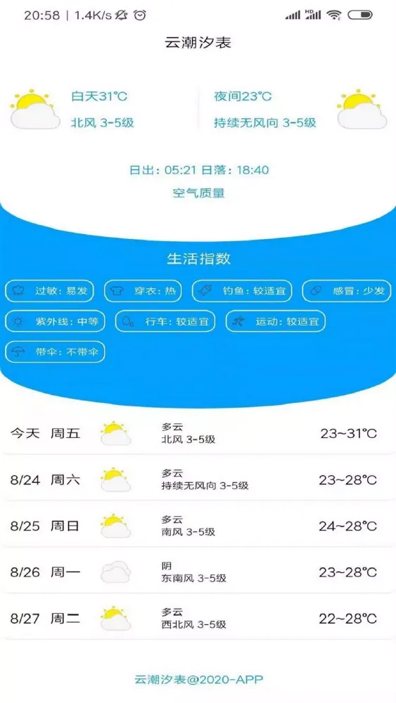 Tangkapan layar 云潮汐表