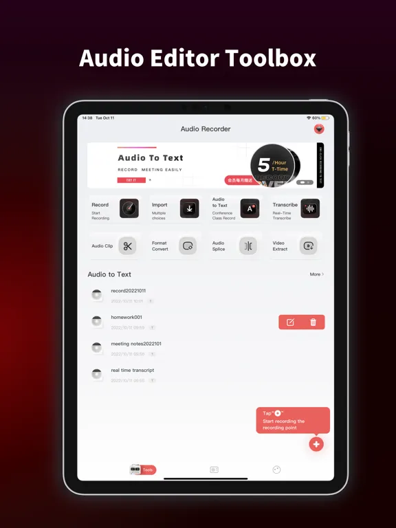 Audio Recorder: Speech to Text iPad  Screenshots