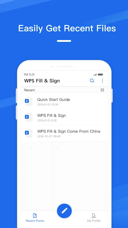 Captures d'écran de WPS Fill & Sign
