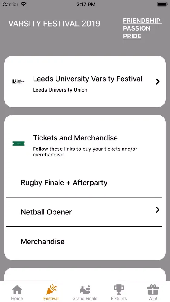Zrzuty ekranu Leeds Varsity 2019