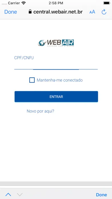 Capturas de tela do WebAir