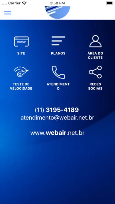 Capturas de tela do WebAir