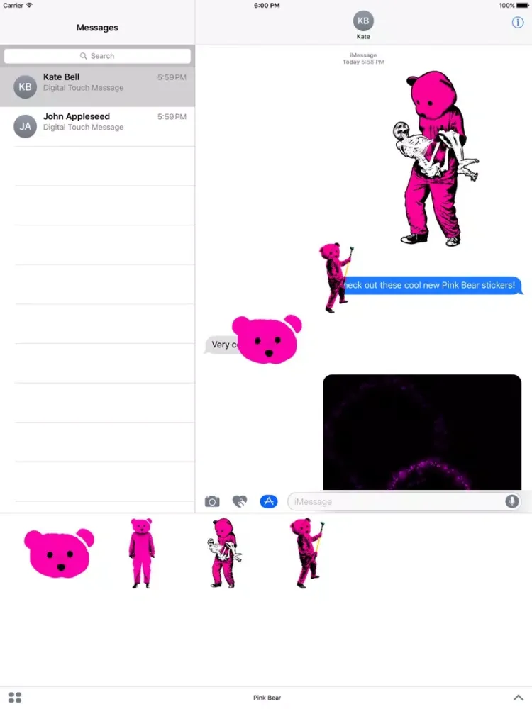 Pink Bear Stickers iPad 應用截圖