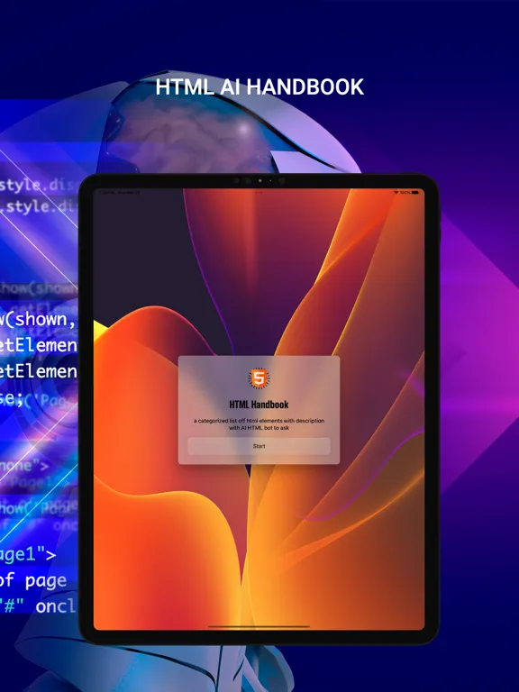 Tangkapan layar HTML AI iPad