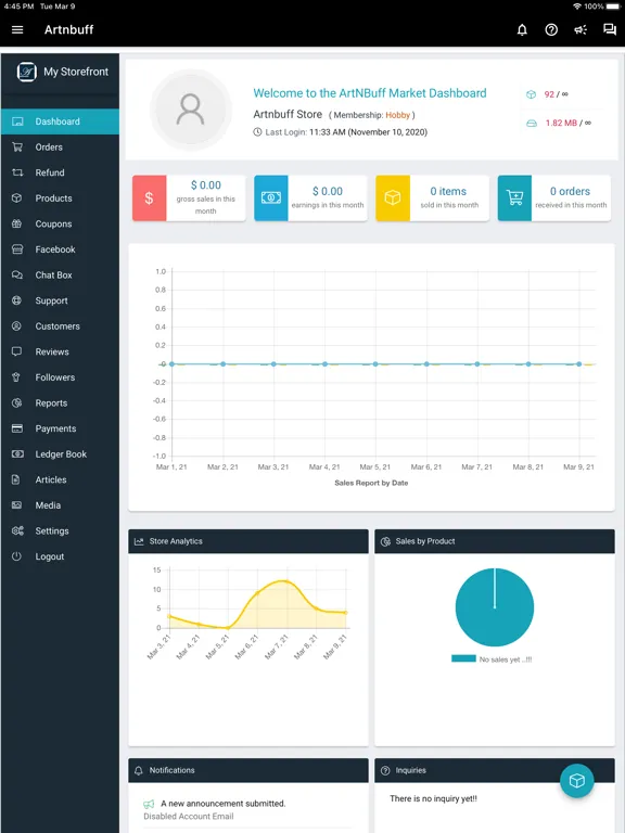 ArtNBuff Store Manager iPad  स्क्रीनशॉट