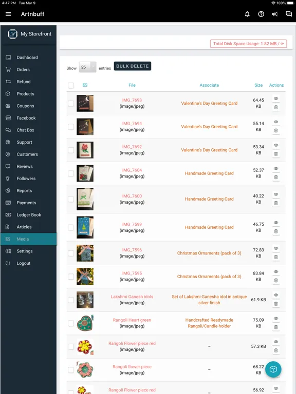 ArtNBuff Store Manager iPad  स्क्रीनशॉट