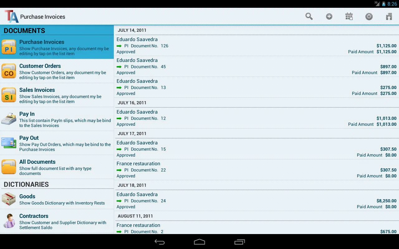 Trade Accounting Screenshots