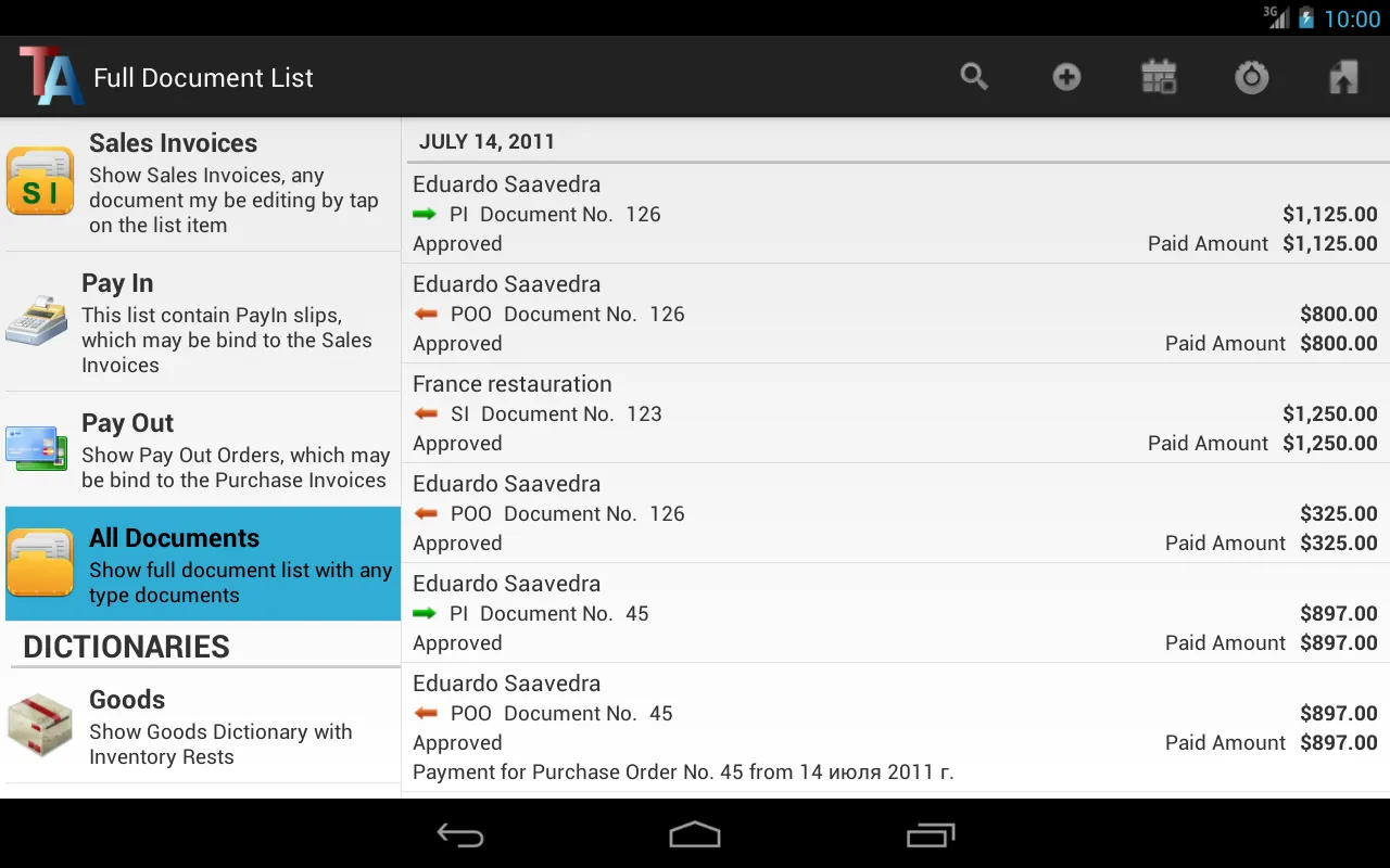 Trade Accounting Screenshots