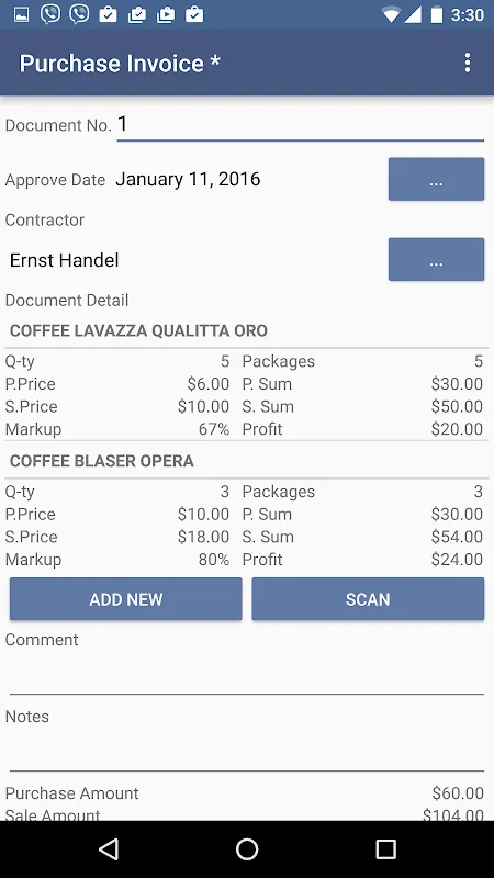 Trade Accounting Screenshots