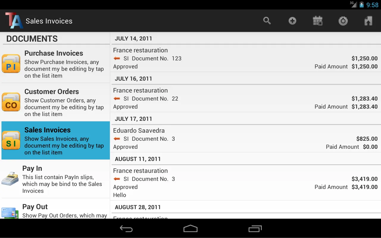 Trade Accounting Screenshots
