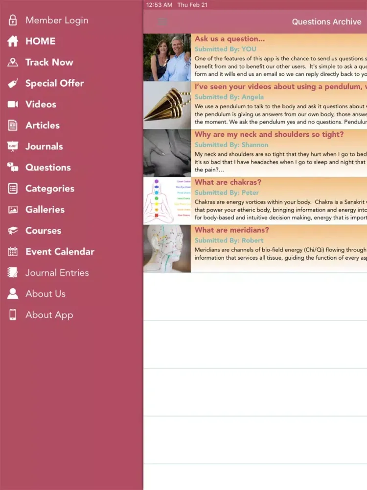 Tangkapan layar Self Health Institute iPad 