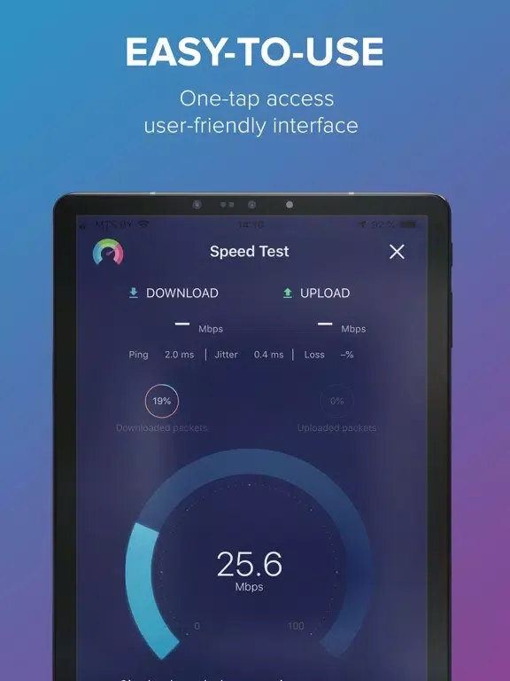 Capturas de tela do SpeedTest Mobile iPad 