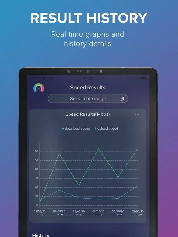 Capturas de tela do SpeedTest Mobile iPad 