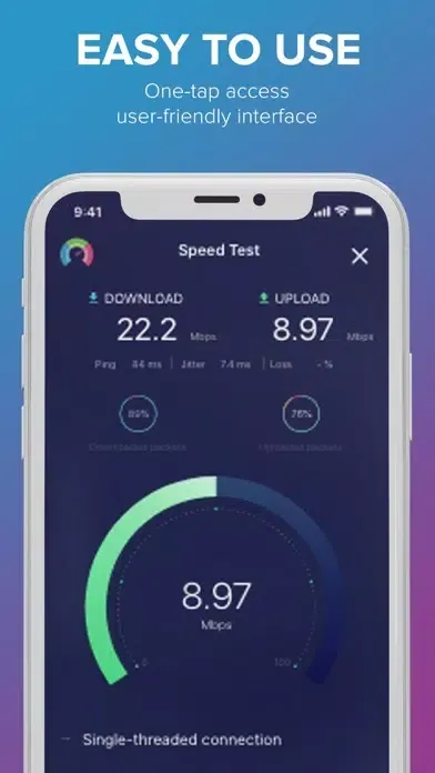 Capturas de tela do SpeedTest Mobile