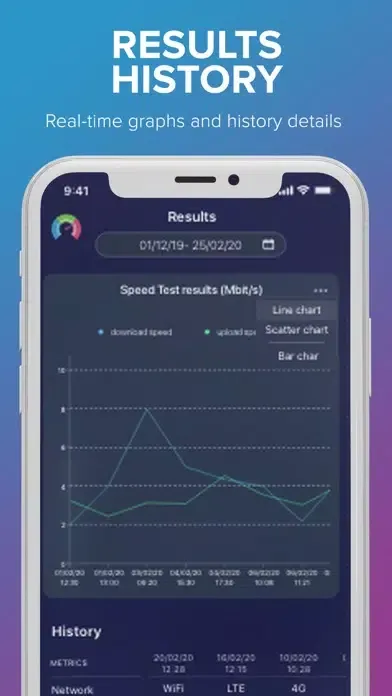 Capturas de tela do SpeedTest Mobile