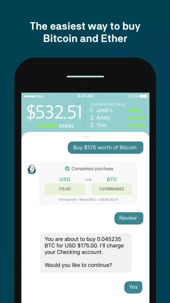 Tangkapan skrin Buy Bitcoin & Ether with Ben