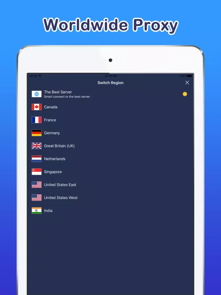 Ảnh chụp màn hình của Bestline VPN Super Fast Proxy iPad 