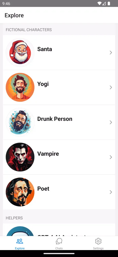Tangkapan layar AI Personas & Characters