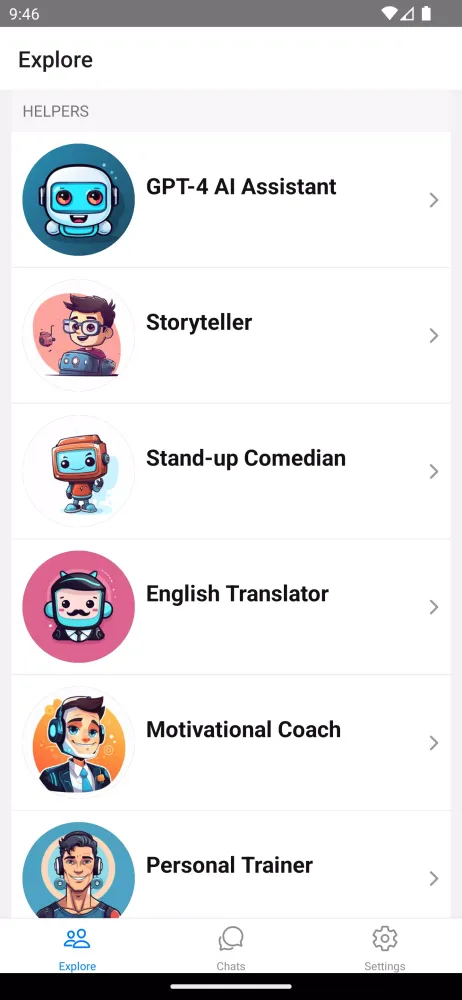 Tangkapan layar AI Personas & Characters
