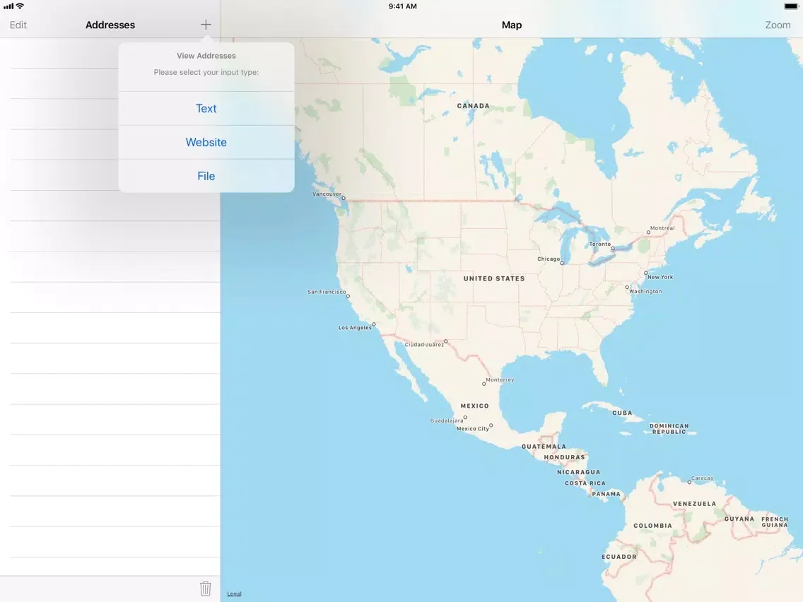 Ảnh chụp màn hình của Address Mapper iPad 