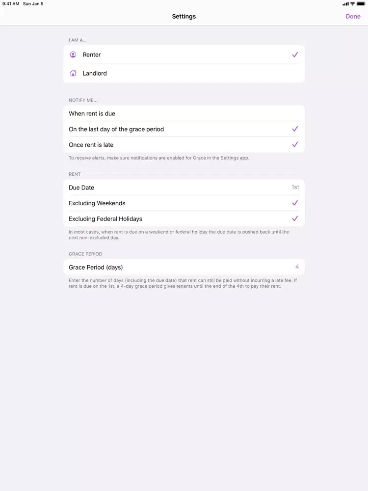 Capturas de pantalla de Grace: Rent Reminders iPad 