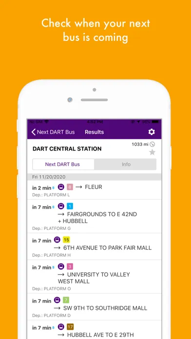 Ảnh chụp màn hình của MyDART Des Moines