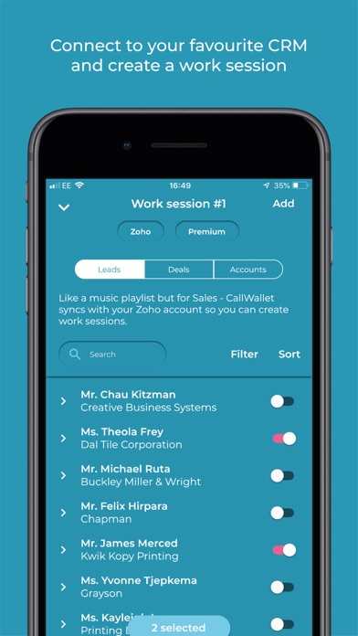 Tangkapan layar CallWallet – Making CRM Mobile