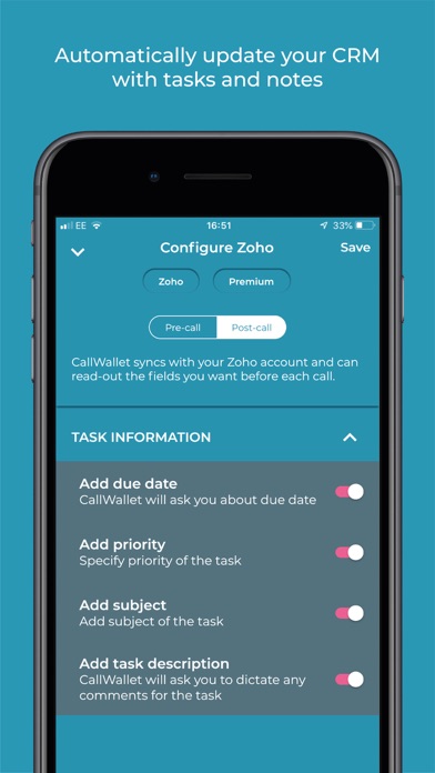 Tangkapan layar CallWallet – Making CRM Mobile